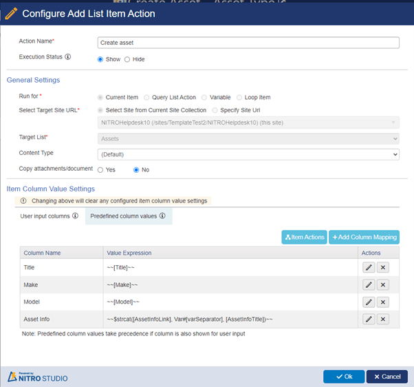 Update hyperlink column with link URL and display text using NITRO ...